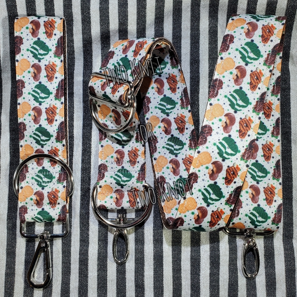 Adjustable Crossbody Strap And Fob with Colorful Girl Scouts Cookies Pattern NWT